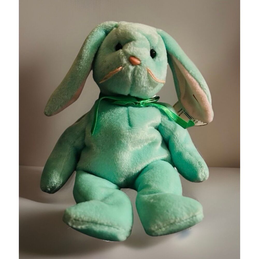 NWT Ty Beanie Baby HIPPITY the Green Bunny 8.5" Plush Stuffed Animal Toy